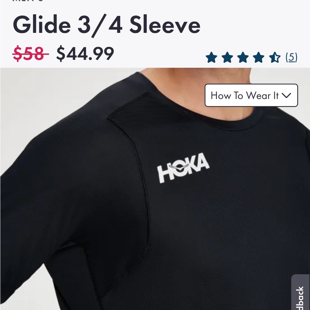 Hoka men’s glide 3/4 sleeve
